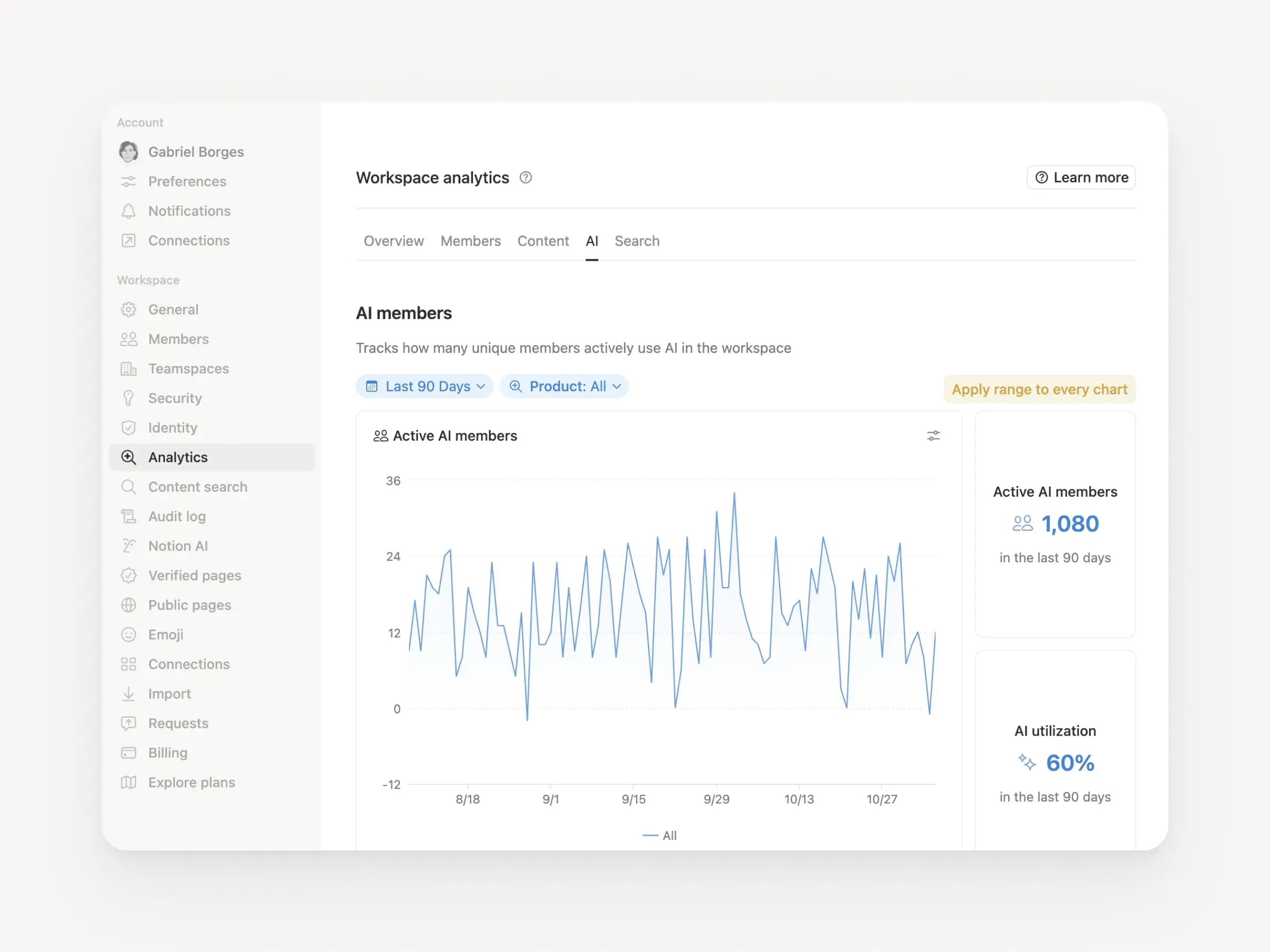 افهم كيف يستخدم فريق العمل ميزة Notion AI