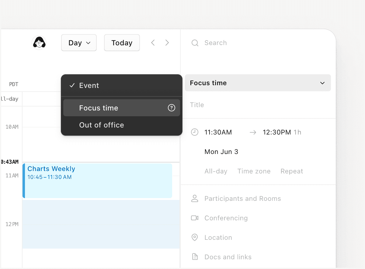 Focus time and OOOs