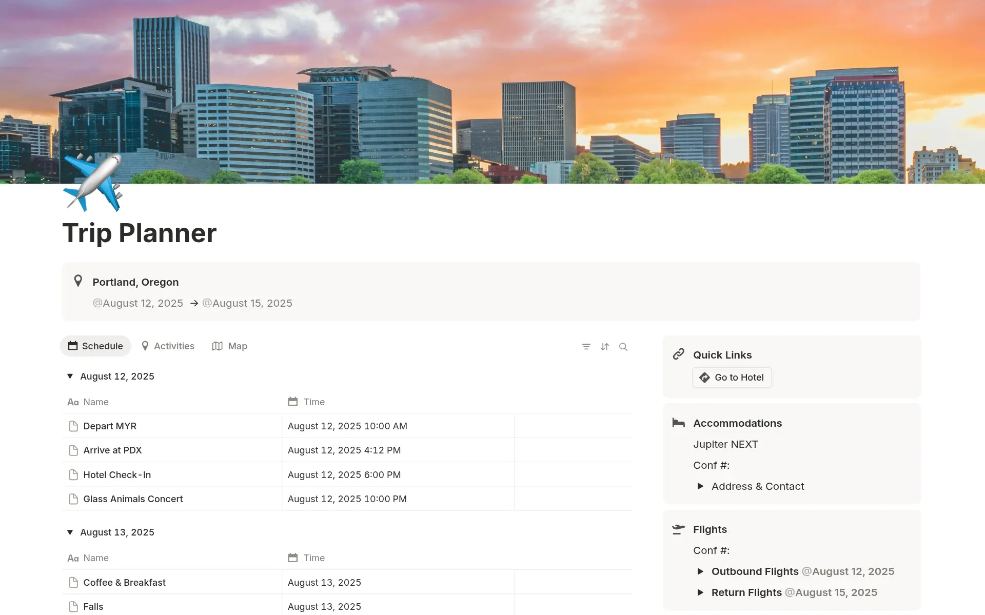 Screenshot of Put it on the map collection by Notion