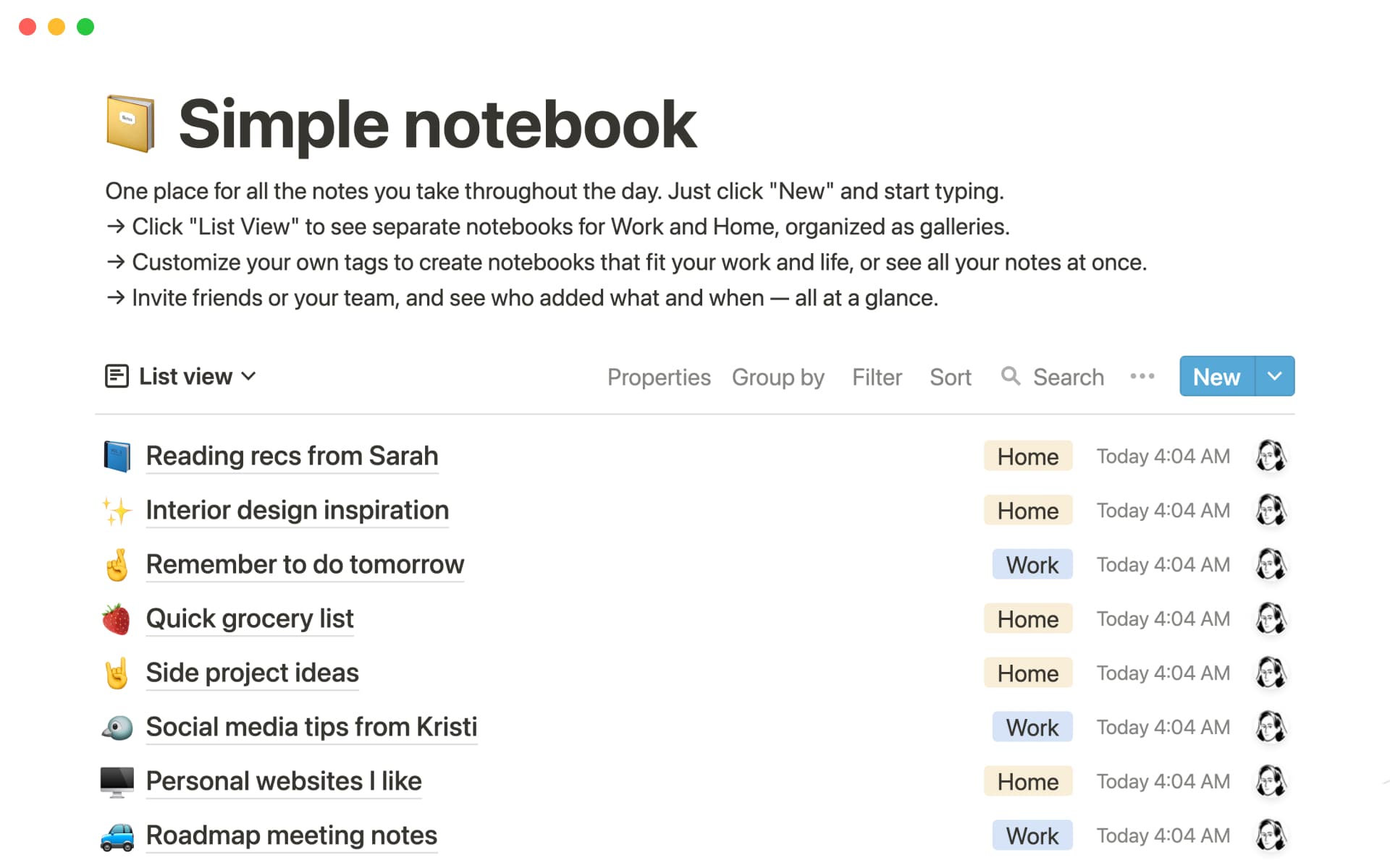 Screenshot of Top 10 Notes & Knowledge Templates in Notion collection by Notion