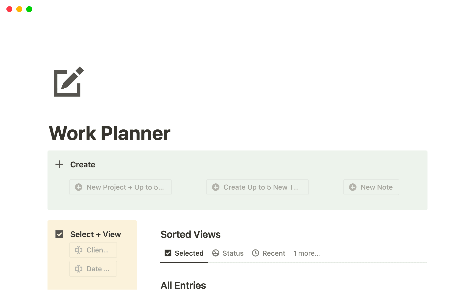 Screenshot of Top 10 Free Work Log Templates collection by Notion