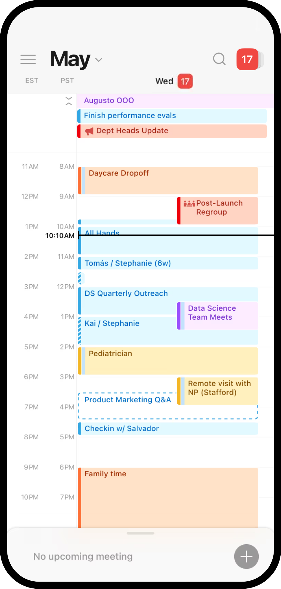 En skärmbild av Notion-kalender på mobilen